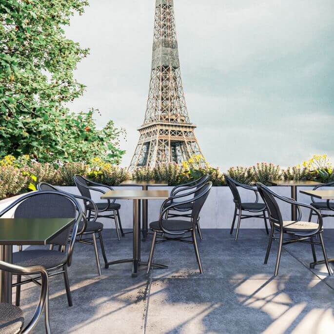 Fauteuil d’extérieur empilable noir pour terrasse